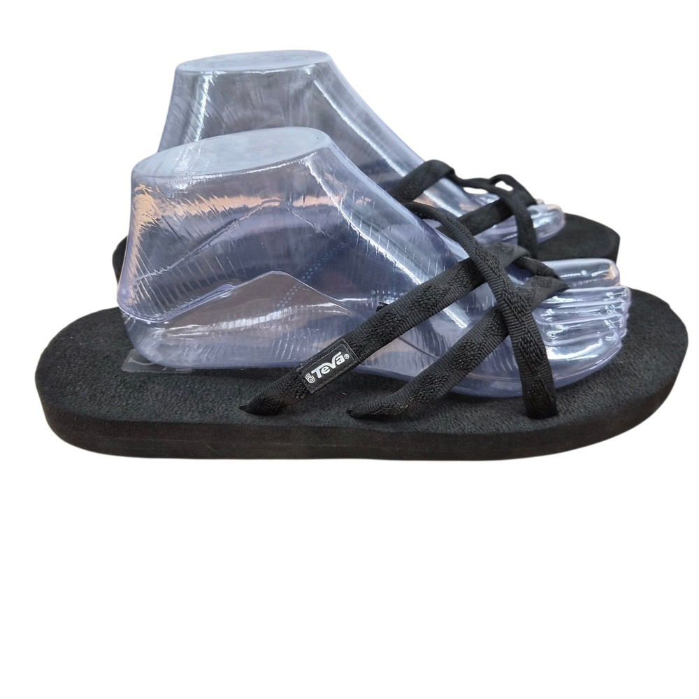Teva Mush Mandalyn Wedge 2 Sandals Black Strappy Flip Flops Womens 11